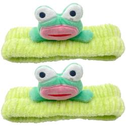 Make-up Stirnband 2pcs süßes Frosch-Stirnband zum Waschen von Gesicht hautfreundlicher Elastizität Hautpflege Stirnband Cartoon Spa Stirnband für Frauen Girlbright Green von eurNhrN