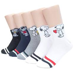 evei The Peanuts Snoopy Cartoon Movie Series Damen Original Socken, Snoopy18_5 Paar, Einheitsgröße von evei