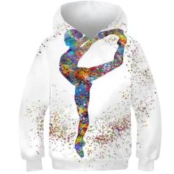 evimo Ballerina Hoodie 3D gedruckt Langarm Jungen Mädchen Kinder Sweatshirts Pullover Streetwear Mäntel Mode Freizeitkleidung Tops 13–15 Jahre von evimo