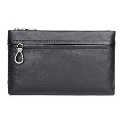 evimo Herren-Clutch-Geldbörse, Leder-Geldbörsen, Handgelenk-Handtaschen, Business-Reißverschluss-Tragetaschen (Farbe: Schwarz, Größe: 24 x 3 x 14,5 cm) von evimo