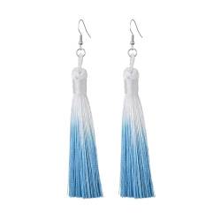 Ohrringe Ohrstecker Damen Schmuck Earrings Bunte Bohemian Quaste Lange Baumeln Ohrringe Für Frauen Mädchen Ethnische Vintage Seide Stoff Hängen Mode Farbe5 von exdas