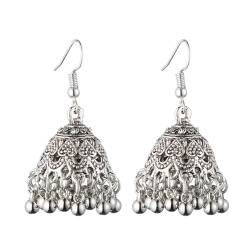 Ohrringe Ohrstecker Damen Schmuck Earrings Ethnische Vintage Tropfen Baumelnde Quasten-Ohrringe Für Frauen, Geschnitzte Glöckchen-Charm-Perlen, Böhmische Mode von exdas