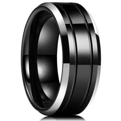 exdas Ring Ringe Damen Bijouterie Herren 8 Mm Ringe Für Männer Frauen Gebürstet Doppel Groove Muster Männer Ringe Hochzeit Party 8 Style3 von exdas