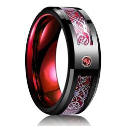 exdas Ring Ringe Damen Bijouterie Herren 8 Mm Schwarze Eheringe Für Männer, Dünne Blaue Linie, Rille, Schwarz, Gebürstete Leiterkante, Herrenring, Ehering, 11, Stil 21 von exdas