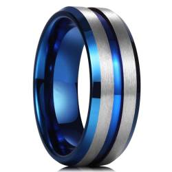 exdas Ring Ringe Damen Bijouterie Herren 8 Mm Schwarze Eheringe Für Männer, Dünne Blaue Linie, Rille, Schwarz, Gebürstete Leiterkante, Herrenring, Ehering, 8 Stil 4 von exdas