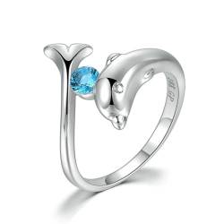 exdas Ring Ringe Damen Bijouterie Herren Delfinringe Für Damen, Weißer Kristallring, 5 Hellblau von exdas