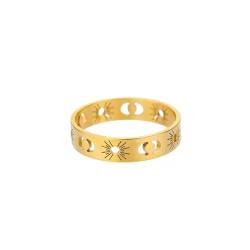 exdas Ring Ringe Damen Bijouterie Herren Klassische Sonne-Mond-Ringe Für Damen, Ring, Vintage, Wasserfest, Hochzeit, 8 Jz3665G von exdas