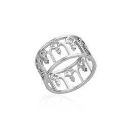 exdas Ring Ringe Damen Bijouterie Herren Vintage-Hohlringe Für Damen Und Herren, Geometrisch, Breiter Fingerring, Ehering, 7 Silberfarben von exdas