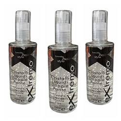 3 x 100 ml extremo Liquid Kristalle & Öl für Haare - Haarserum für trockenes & krauses Haar - Made in Italien - in der Glasflasche von extremo