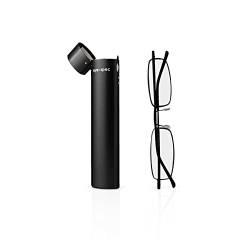 eye-spec Modische Lesebrille mit stilvollen rechteckigen Gläsern und Metall-Reiseetui | Leichte Brille Ideal für Männer und Frauen die unterwegs sind, Stärke (2.25) von eye-spec