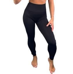 eyes Leggings mit hoher Taille für Damen, weich, dehnbar, schlicht, lässig, kurvig, tailliert, volle Länge,Sport,Übergröße, Fitnessstudio,Damen, Damen-Leggings, Black 34-40 von eyes