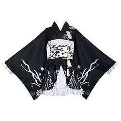 fagginakss Frauen Loli Nett Anime Cosplay Lolita Kleid Japanischen Kimono Kostüm Yukata Kleider Kleidung Halloween Kostüm Größe S-3XL (Schwarz) von fagginakss