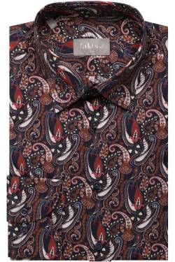 fakts Busy Slim Fit Hemd dunkelblau, Paisley von fakts