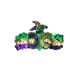 2 Stück Mardi Gras Party Armband Damen Grün Lila Pailletten Stretch Armbänder Dekoration Armband für Mädchen von famesale