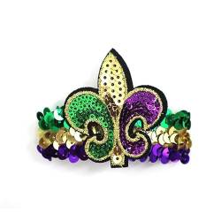 2 Stück Mardi Gras Party Armband Damen Grün Lila Pailletten Stretch Armbänder Dekoration Armband für Mädchen von famesale