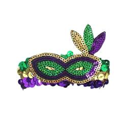 2 Stück Mardi Gras Party Armband Damen Grün Lila Pailletten Stretch Armbänder Dekoration Armband für Mädchen von famesale