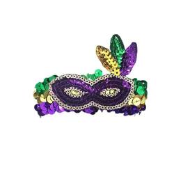 2 Stück Mardi Gras Party Armband Damen Grün Lila Pailletten Stretch Armbänder Dekoration Armband für Mädchen von famesale