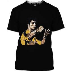 Bruce Lee T-Shirt für Herren Lässige 3D-Grafik gedruckte Kurzarm-T-Shirts Sport Tops Kung Fu Bruce Lee Kostüm von famesale