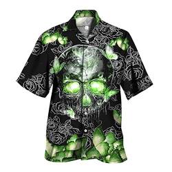Kurzarm-Hemd mit Totenkopf-Print für Herren Lässiges 3D-Digital-Kreativdruck-Hemd Hawaii-Kurzarmhemd von famesale