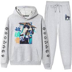 famesale Genshin Impact Hoodies und Hosen-Set, zweiteiliges Set, Spiel Wanderer, Cosplay-Kostüm, lässig bedruckt, Harajuku-Trainingsanzug für Männer und Frauen von famesale