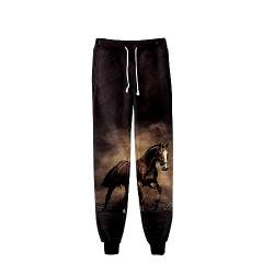 famesale Herren Tier Pferd 3D Gedruckte Jogginghose Lässige Modegrafik Baggy Jogginghose mit Kordelzug Streetwear-Hose von famesale