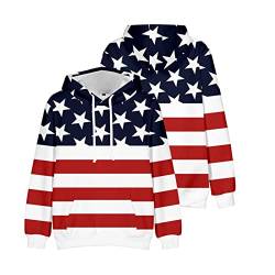 famesale Herren USA Flagge Hoodies American Independence Day Sweatshirt Langarm Lässig Rundhals Mit Kapuze Sportbekleidung Pullover Top von famesale