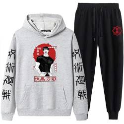 famesale Jujutsu Kaisen Hoodie und Jogginghose Set Zweiteiliges Set Anime Fushiguro Toji Cosplay Kostüm Lässiger Trainingsanzug Outfit für Männer Frauen von famesale