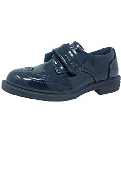 familientrends Festliche Jungen Business Schuhe Lackschuhe Jungenschuhe Klettverschluss Oxford (Blau, Numeric_33) von familientrends