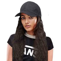 fanelod Perückenhüte,Bucket Hat Perücke - Baseballkappe mit Haarverlängerungen für Frauen, Mädchen, Verstellbarer Hut mit befestigter synthetischer Perücke, schwarz von fanelod