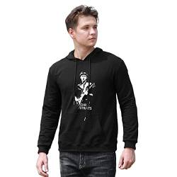 fangs Men's Dire-Straits Logo Printed Pullover Hoodies Long Sleeve Hooded Sweatshirt Black M von fangs