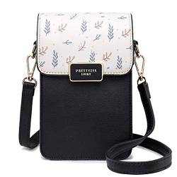 Fanshu Handy Tasche zum umhängen Damen klein umhängetasche für Handy Damen Leder Crossbody Handytasche mit Kartenfächer handyfach(Schwarz) von fanshu