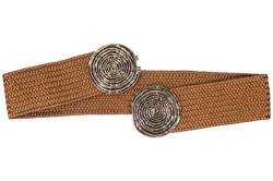 Stretchgürtel für Damen mit Rosetten-Schließe, dehnbar, Boho-Style Taillengürtel, Breite ca. 5,0 cm (Cognac; BW75cm - dehnbar 95cm) von fashionchimp