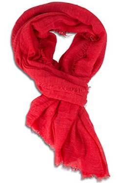 fashionchimp BASIC-Schal für Damen mit weichem Fransensaum, Tuch in leichter Qualität mit Baumwolle, einfarbig (Himbeere) von fashionchimp