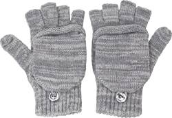 fashionchimp Halbfinger-Handschuh für Damen mit Kappe, warme Fäustlinge, Uni-Farben, Made in EU (Grau-Meliert; Größe 6-7) von fashionchimp