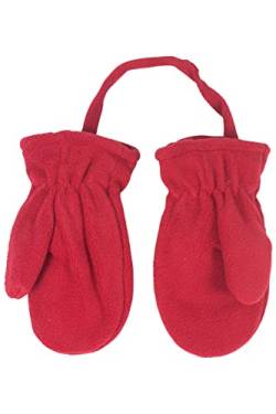 fashionchimp Kinder Fleece-Fäustlinge mit Daumen und Jackenbändchen, Kleinkinder, warme Handschuhe, Uni-Farben, Made in EU (Rot; Größe 13-24 Monate) von fashionchimp