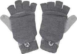 fashionchimp Kinder Halbfinger-Handschuh mit Kappe, warme Fäustlinge, Uni-Farben, Made in EU (Grau-Hellgrau; Größe 5-6 Jahre) von fashionchimp