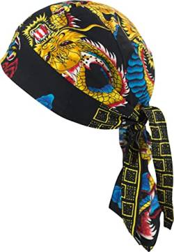 fashionchimp Zandana aus 100% Baumwolle, Bandana-Kopftuch, Bikertuch für Damen und Herren, Muster-Print (Drache-Schwarz) von fashionchimp