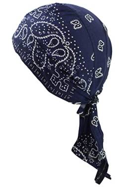 fashionchimp Zandana aus 100% Baumwolle, Bandana-Kopftuch, Bikertuch für Damen und Herren, Muster-Print (Dunkelblau/Weiß-Paisley) von fashionchimp