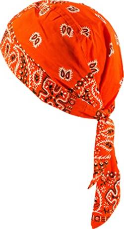 fashionchimp Zandana aus 100% Baumwolle, Bandana-Kopftuch, Bikertuch für Damen und Herren, Muster-Print (Orange-Paisley) von fashionchimp