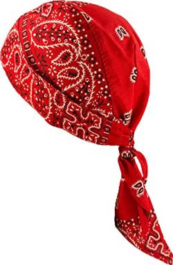 fashionchimp Zandana aus 100% Baumwolle, Bandana-Kopftuch, Bikertuch für Damen und Herren, Muster-Print (Rot-Paisley) von fashionchimp