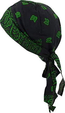 fashionchimp Zandana aus 100% Baumwolle, Bandana-Kopftuch, Bikertuch für Damen und Herren, Muster-Print (Schwarz-Grün Paisley) von fashionchimp