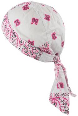 fashionchimp Zandana aus 100% Baumwolle, Bandana-Kopftuch, Bikertuch für Damen und Herren, Muster-Print (Weiß/Pink-Paisley) BAC078 von fashionchimp