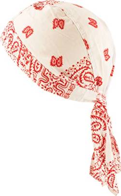 fashionchimp Zandana aus 100% Baumwolle, Bandana-Kopftuch, Bikertuch für Damen und Herren, Muster-Print (Weiß/Rot-Paisley) von fashionchimp