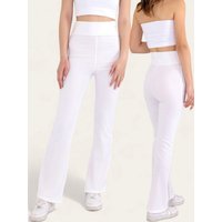 fashionshowcase Schlaghose Damenhose Scuba Hose Taillenhose High Waist Stretch Jeggings Yogahose Elastikbund, ausgestellte Beine von fashionshowcase