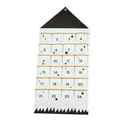 Adventskalender zum Befüllen Weihnachten Kalender Befüllbar, 24 Taschen Stoff Weihnachtskalender zum Aufhängen Weihnachtlichen Ornamente (Weiß) von fasloyu