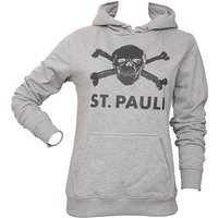 FC St. Pauli Kapuzenpullover Hoodie Totenkopf Groß (Grau) Tailliert von fc st. pauli