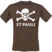 FC St. Pauli T-Shirt - FC St. Pauli - Totenkopf II - S - für Männer - Größe S - braun von fc st. pauli