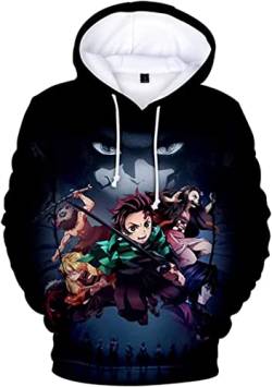 fczfczklk Demon Slayer 3D Hooded Sweatshirt Men and Woman Pullover Unisex Costume Cosplay Hoodie (Large, Blackblue) von fczfczklk