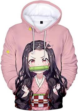 fczfczklk Demon Slayer 3D Hooded Sweatshirt Men and Woman Pullover Unisex Costume Cosplay Hoodie (Medium, Pink) von fczfczklk