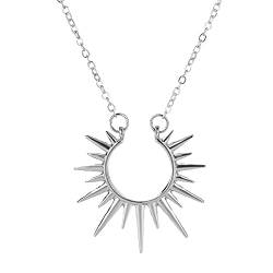 fdsmall Halsketten für Frauen Vintage Minimalistische zierliche Einstellbare Silber Vergoldete Sonne Stern Anhänger Choker Kette Halskette Schmuck Geschenke für Frauen und Mädchen (Silber) von fdsmall